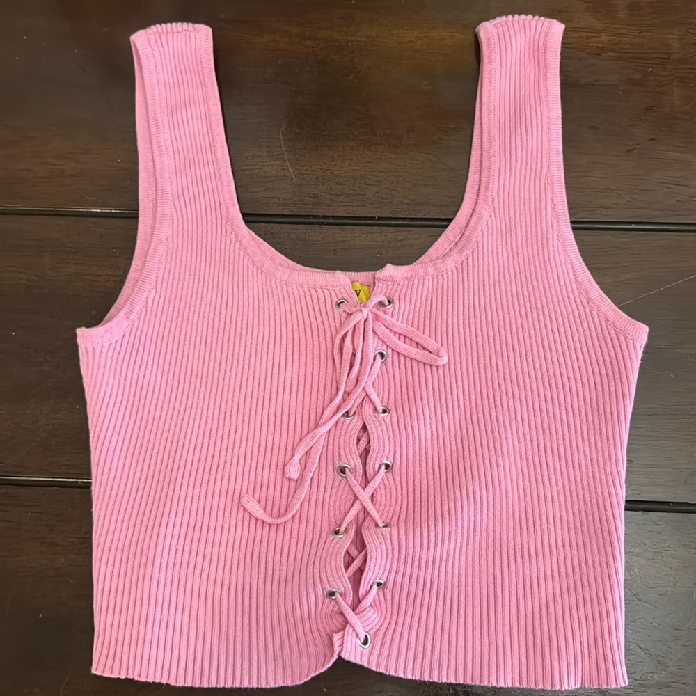 Daisy Ribbed Lace-Up Top